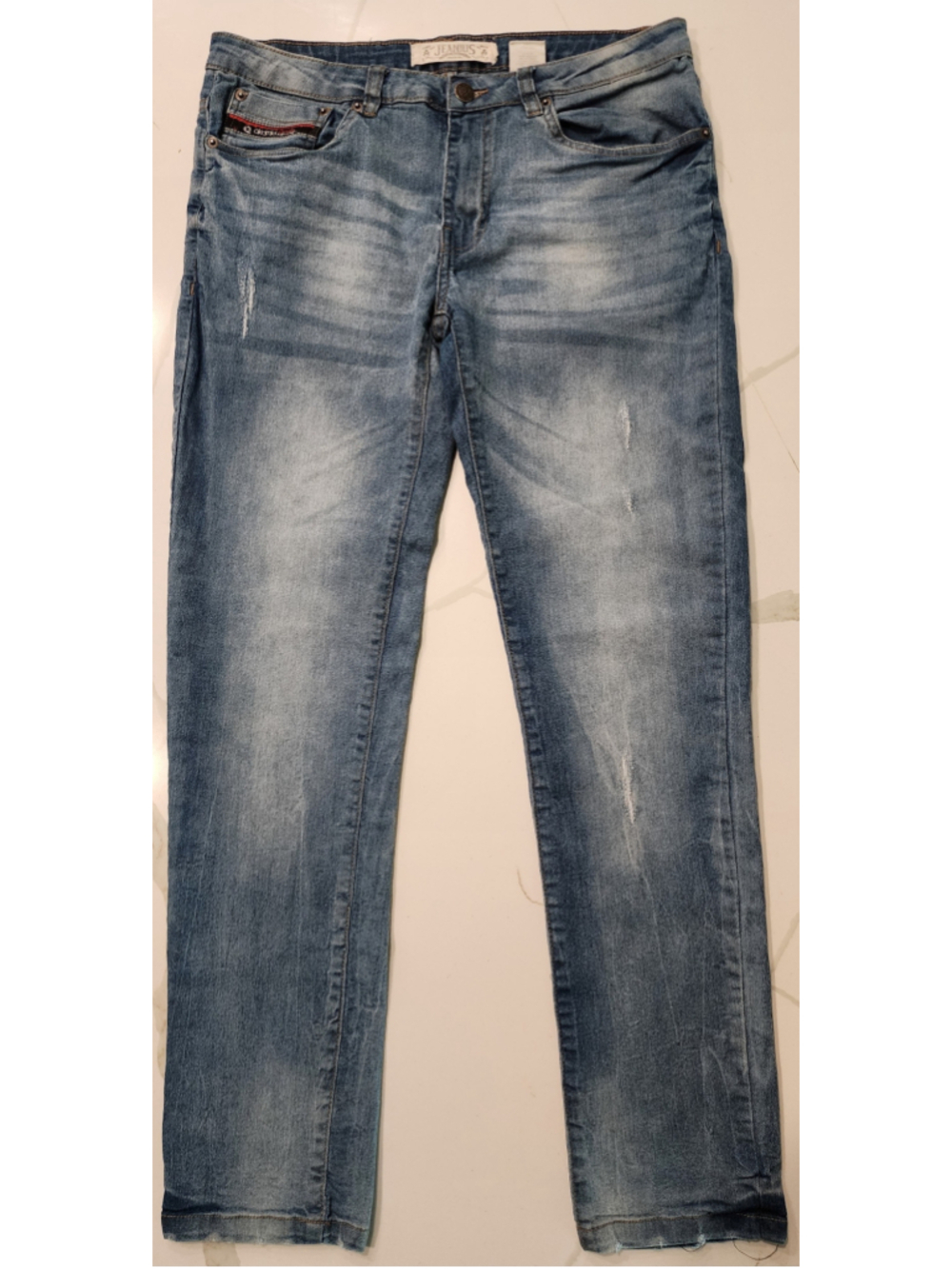 Jeanius by Akademiks Blue Distressed Straight Leg Jeans Mens 32x32 Vintage Y2K